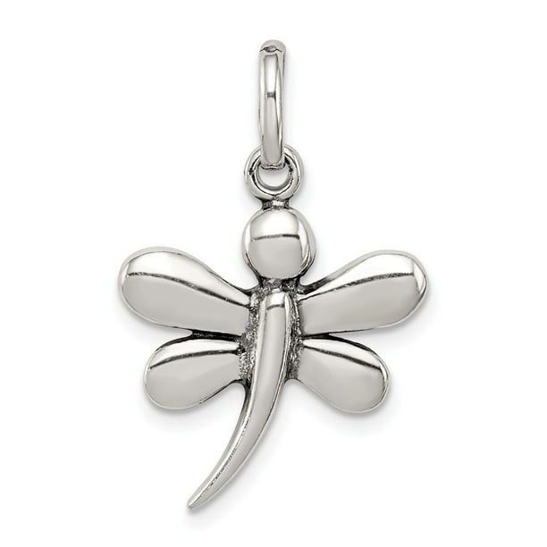 Lucky Crystal Dragonfly Solid 925 Sterling Silver Pendant Necklace 
